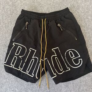 Rhude Logo Black Nylon Shorts With Zipper Pockets Men’s Size M